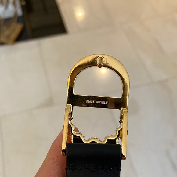 Christian Dior Black Belt with Pearl-Accented Gold Buckle 75 - Picture 7 of 10